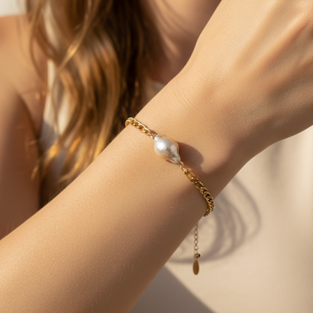 Chunky Baroque Pearl Statement Bracelet