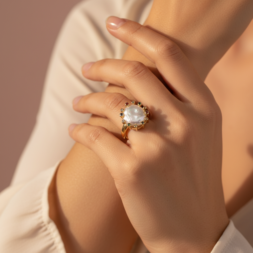 Baroque Pearl Gemstone Ring