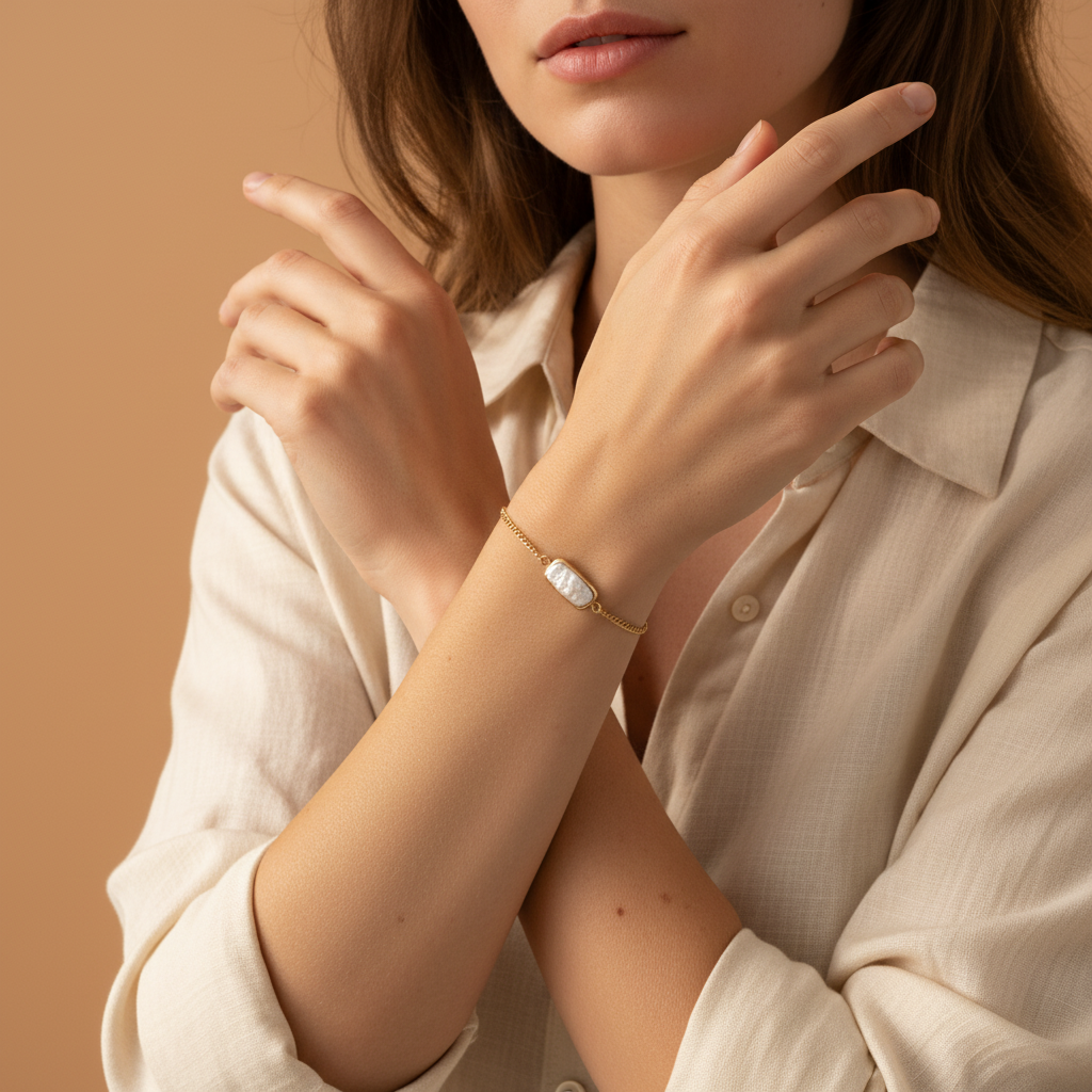 Gold Dipped Organic Baroque Pearl Bracelet