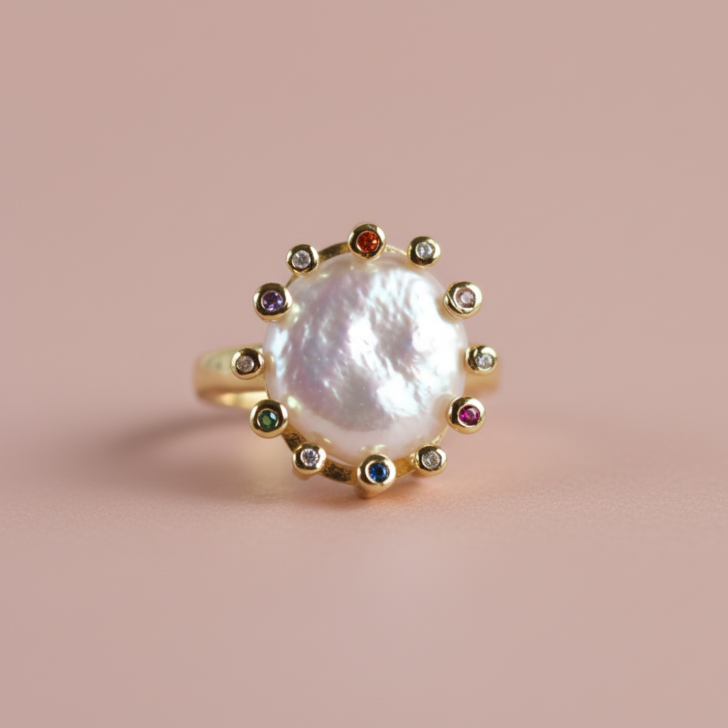 Baroque Pearl Gemstone Ring