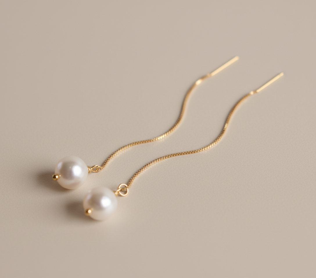 Pull Through Freshwater Pearl Drop Earrings