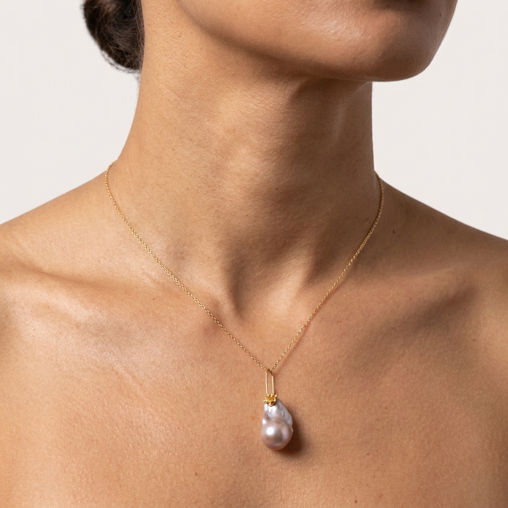 Authentic Freshwater Pearl Floral Drop Necklace