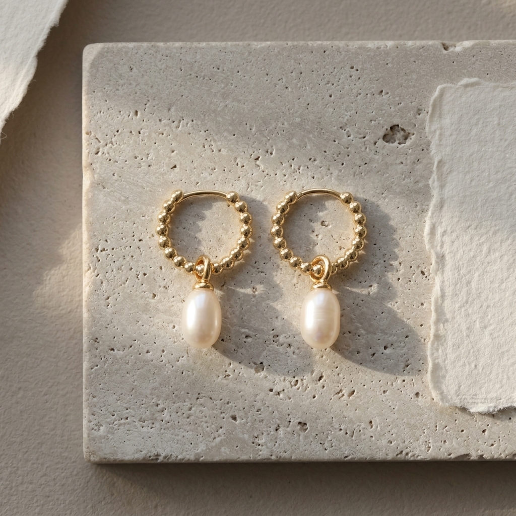 Minimalist Pearl Hoop Earrings