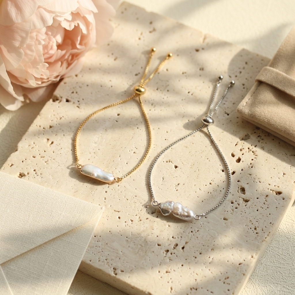 Minimalist Baroque Pearl Bracelet