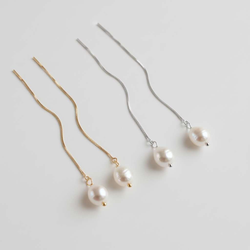 Pull Through Freshwater Pearl Drop Earrings