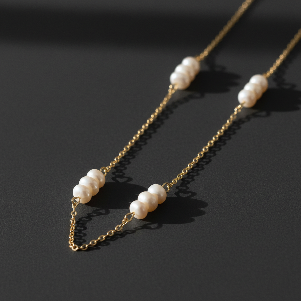 Floating Pearl Station Necklace