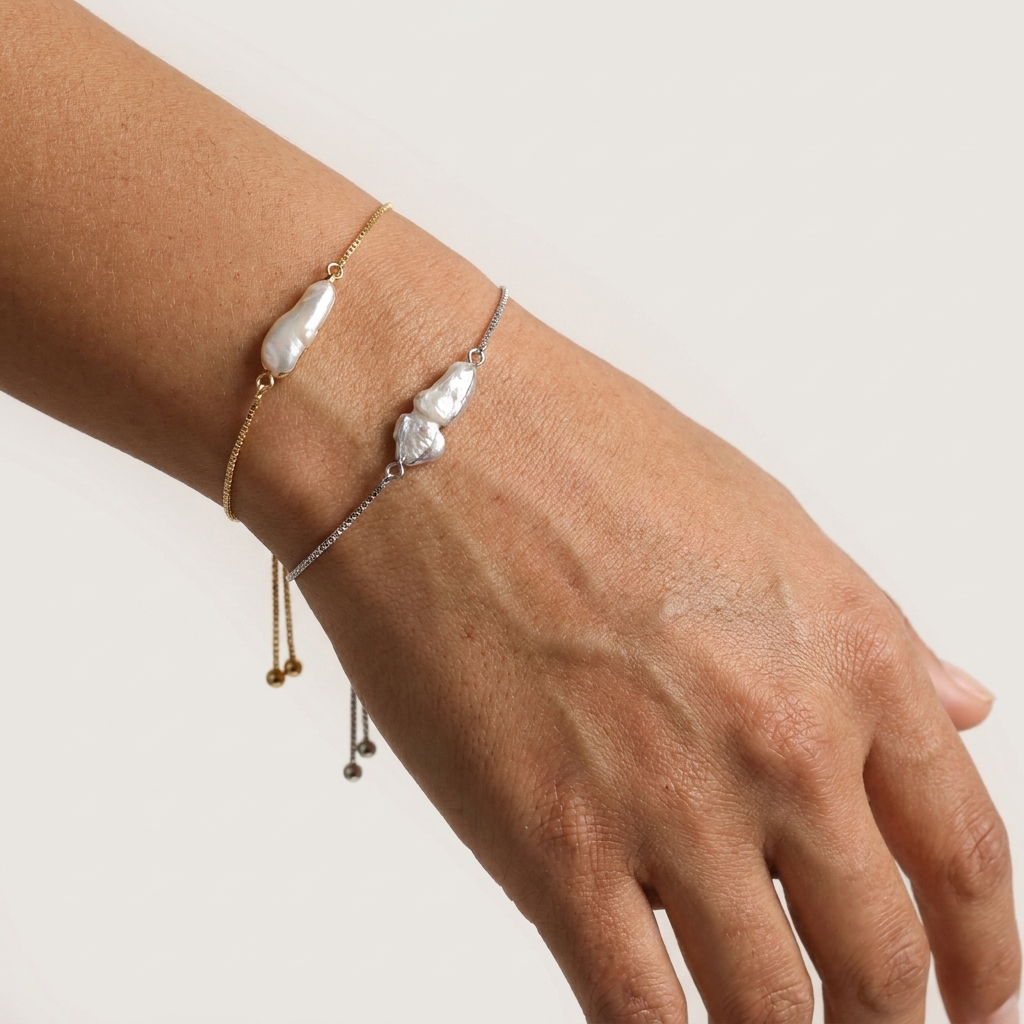 Minimalist Baroque Pearl Bracelet