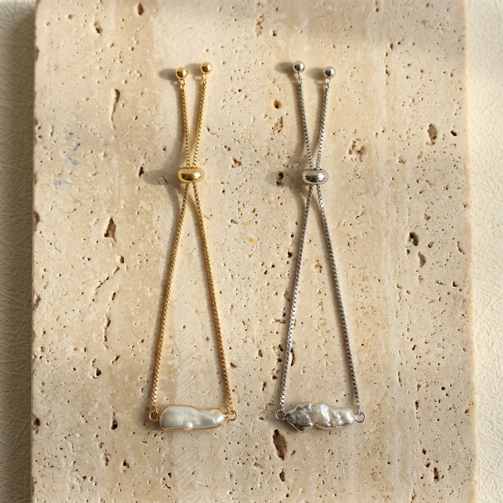 Minimalist Baroque Pearl Bracelet