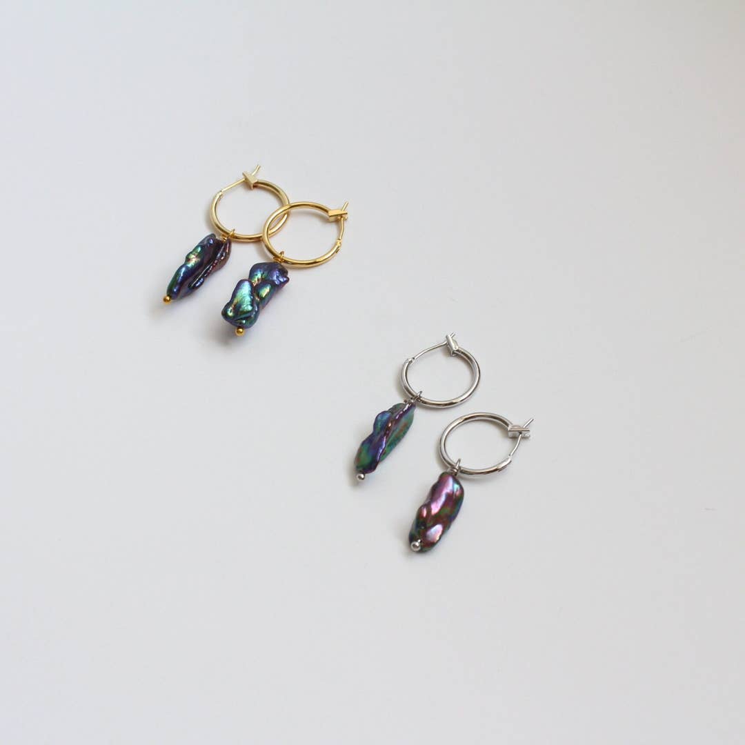 Pearl Long Earrings, Freshwater Biwa Pearl Danglers