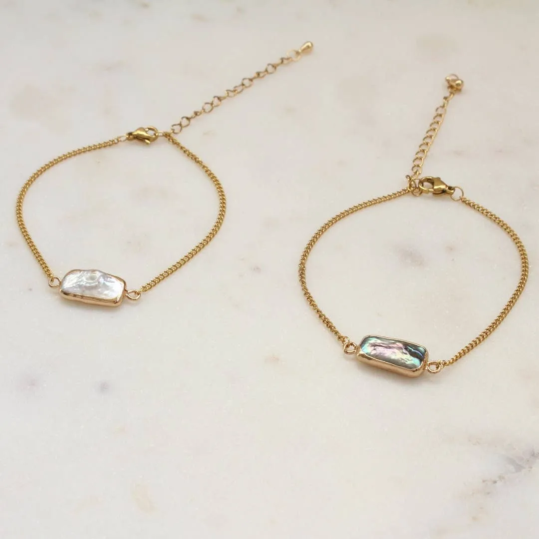 Gold Dipped Organic Baroque Pearl Bracelet
