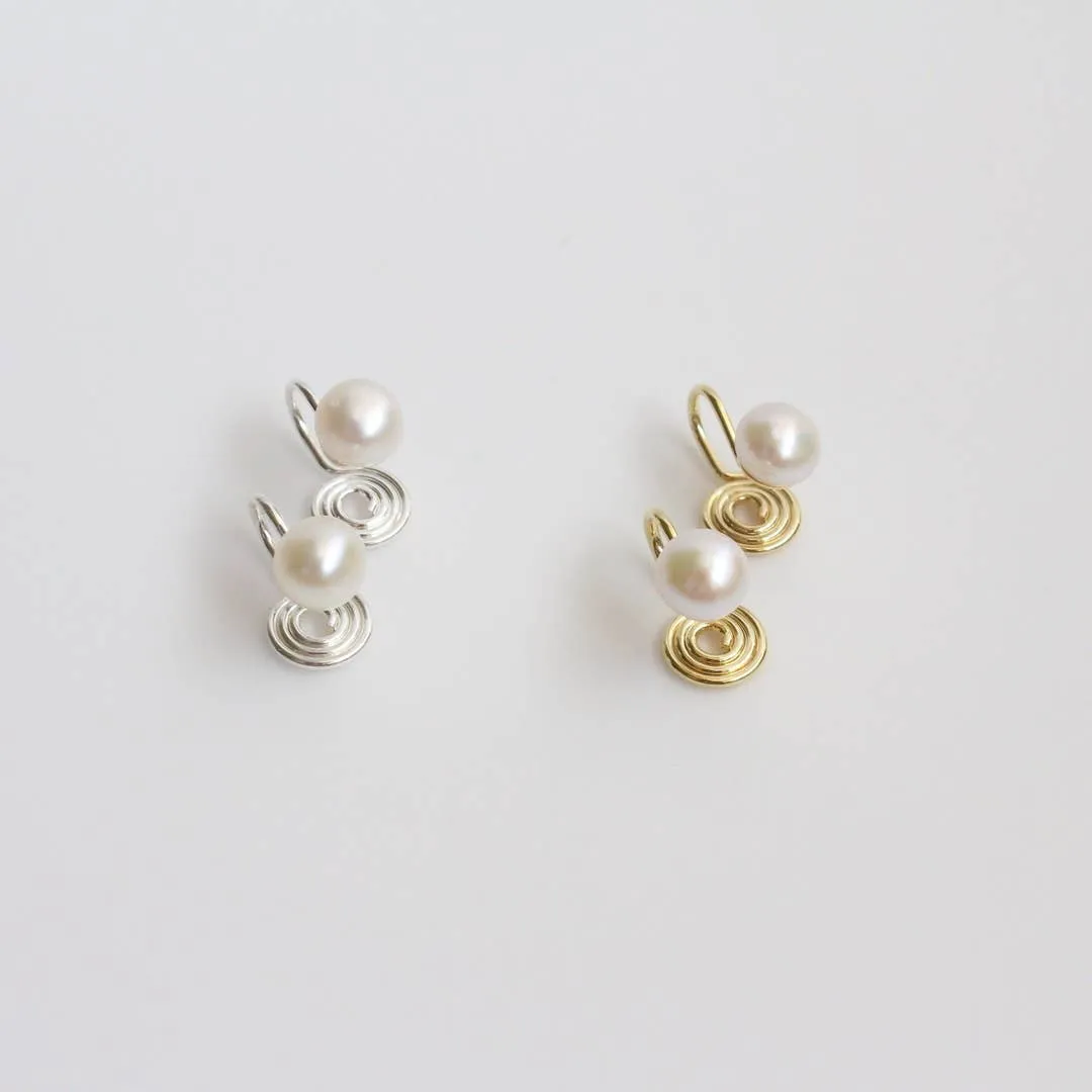 Non Pierced Clip On Pearl Stud Earrings