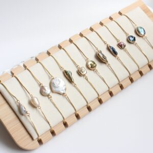 Gold Dipped Freshwater Baroque Pearl Chain Bracelet Set